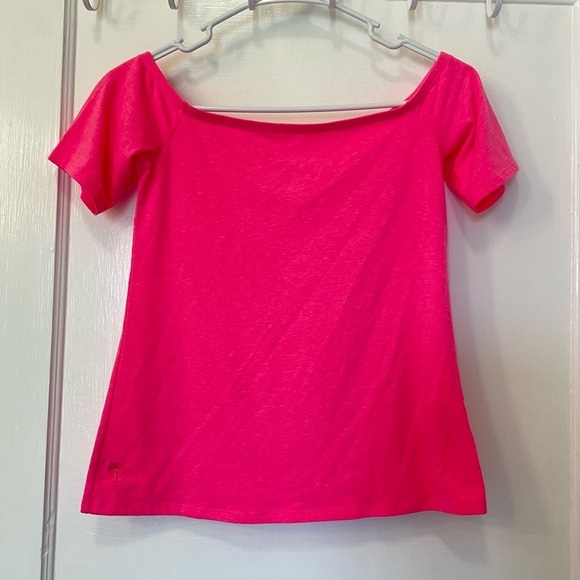 Lilly Pulitzer Keria Off The Should Knit Top Pink Cosmo - Picture 1 of 8